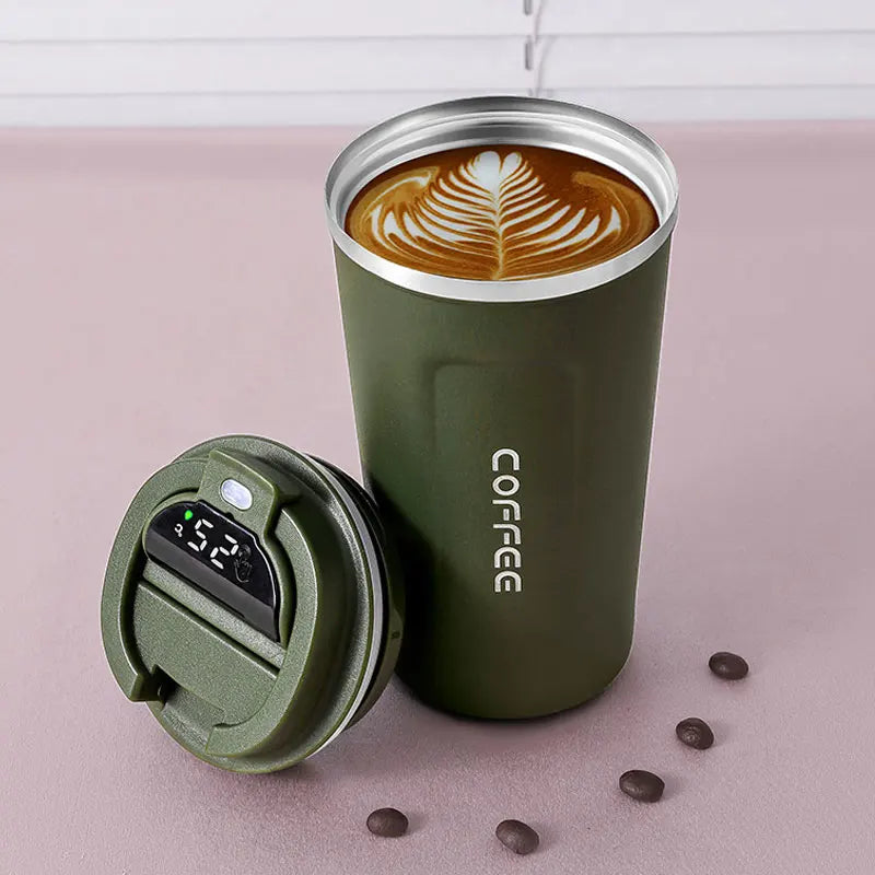 Smart Temperature Display Tumbler - 380ml Stainless Steel Insulated Travel Mug with LED Display