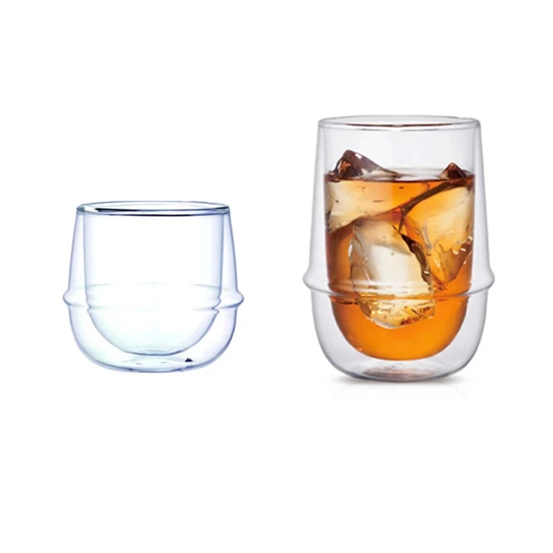 200/350ml Saturn Shape Double Wall Cup Heat Resistant Glass Espresso Coffee Cup Breakfast Milk Yogurt Oatmeal Dessert Cup