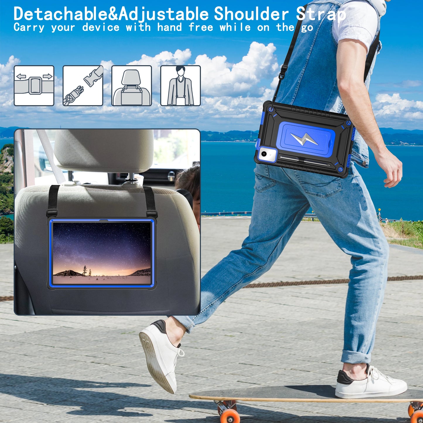 For Lenovo Tab M11 Xiaoxin Pad 2024 11" TB331FC 330FU  Kids Shockproof Tablet Protector Case  With Shoulder Strap and Kickstand