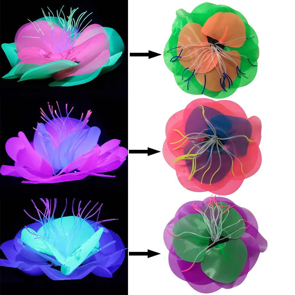 Glow Silicone Aquarium Coral Decor w/ Suction Cups, Fish-Safe Realistic Coral for Fresh/Saltwater Tanks, Easy Tool-Free Setup