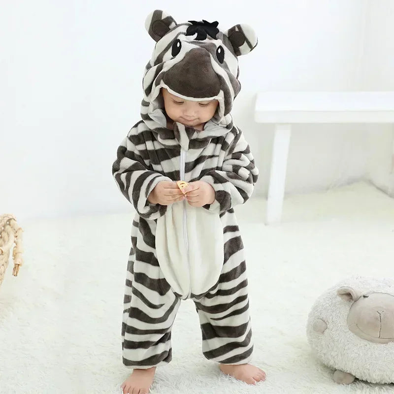 Premium Animal Kigurumi Baby Romper - Winter Flannel Costume Jumpsuit