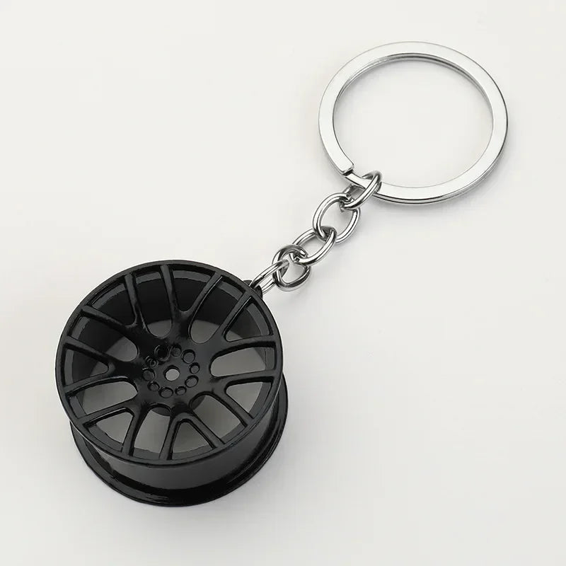 Automotive Gear Head Keychain - Speed Gearbox Keyring with Turbo Hub & Brake Disc Design