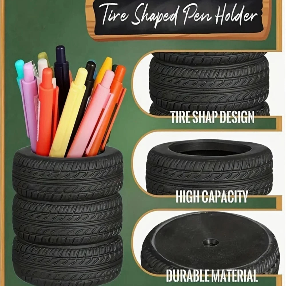 1pcs Creative Tyre Shape Pen Holder - Unique Desktop Utensils Storage Box,Tyre Design,Make Your Desktop More Neat and Beautiful!