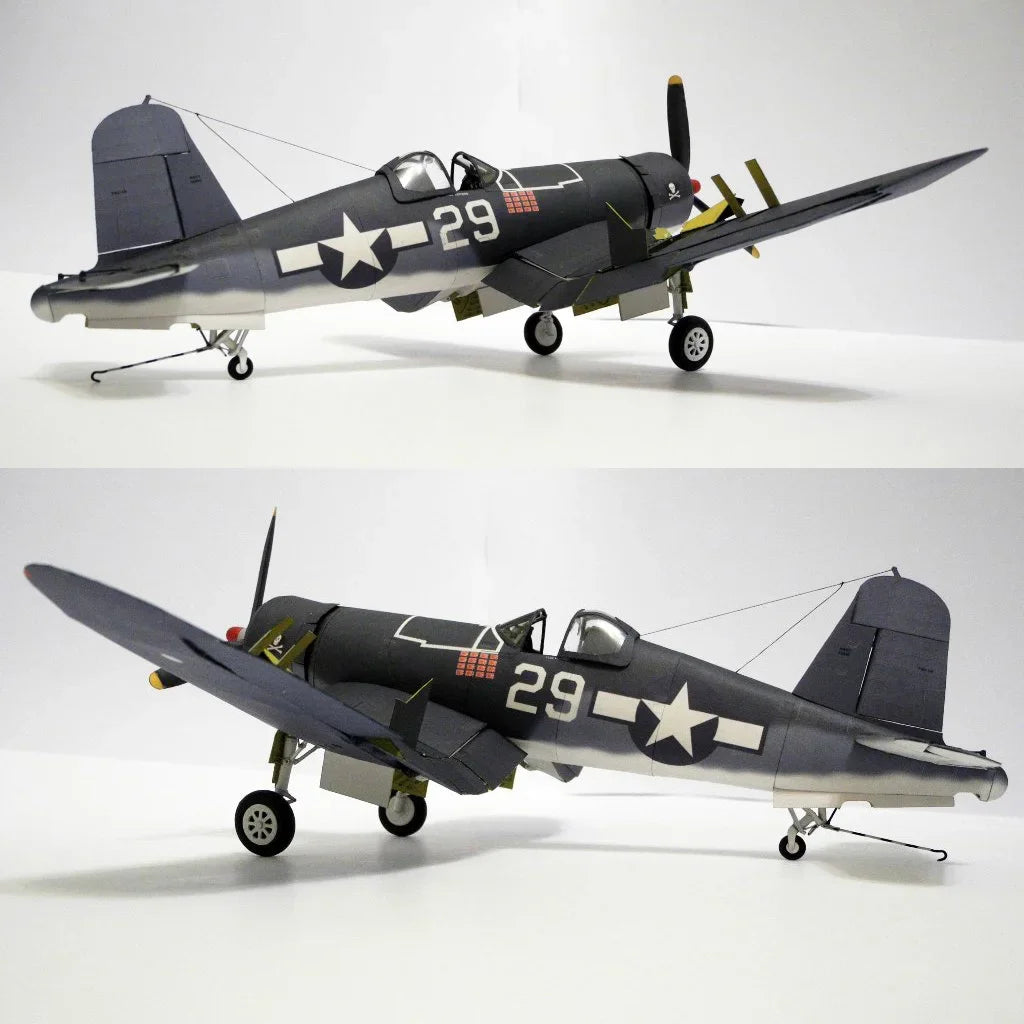1/33 American F4U-1A Pirate Carrier Fighter 3D Aircraft Paper Model