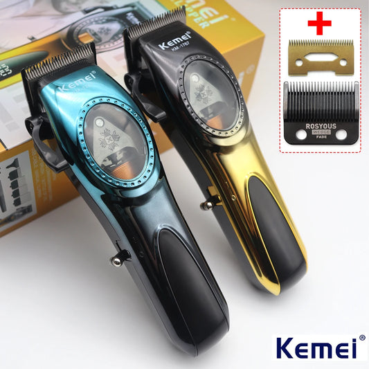 Kemei KM-1767 Magnetic Motor Professiona Men's Hair Clipper Ceramic DLC Blade Haircut Machine LCD Display Hair Trimmer 9000RPM