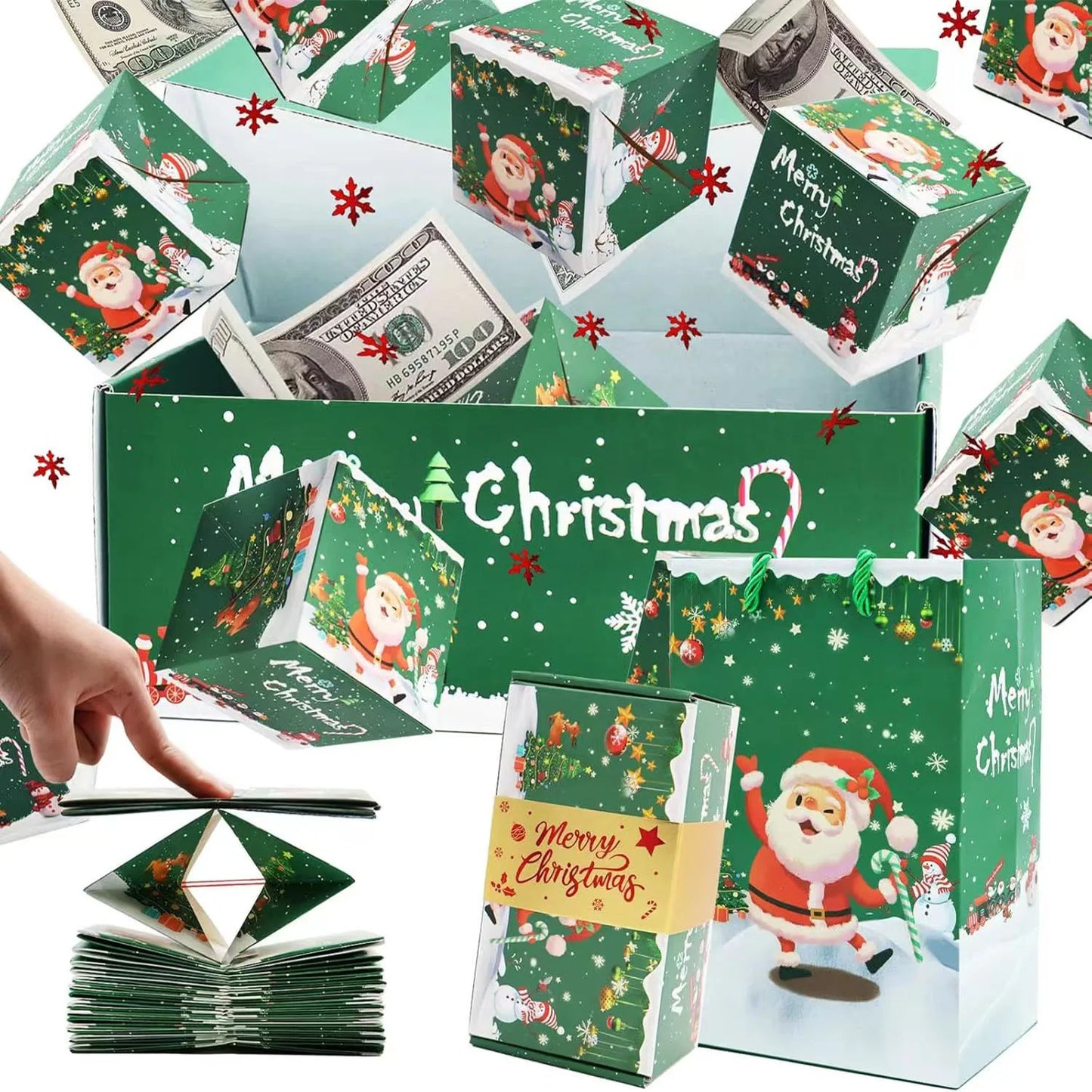 Christmas Surprise Bounce Box, Birthday Creative Surprise Gift, Folding Bounce Red Envelope Gift Box with Gift Box Gift Bag