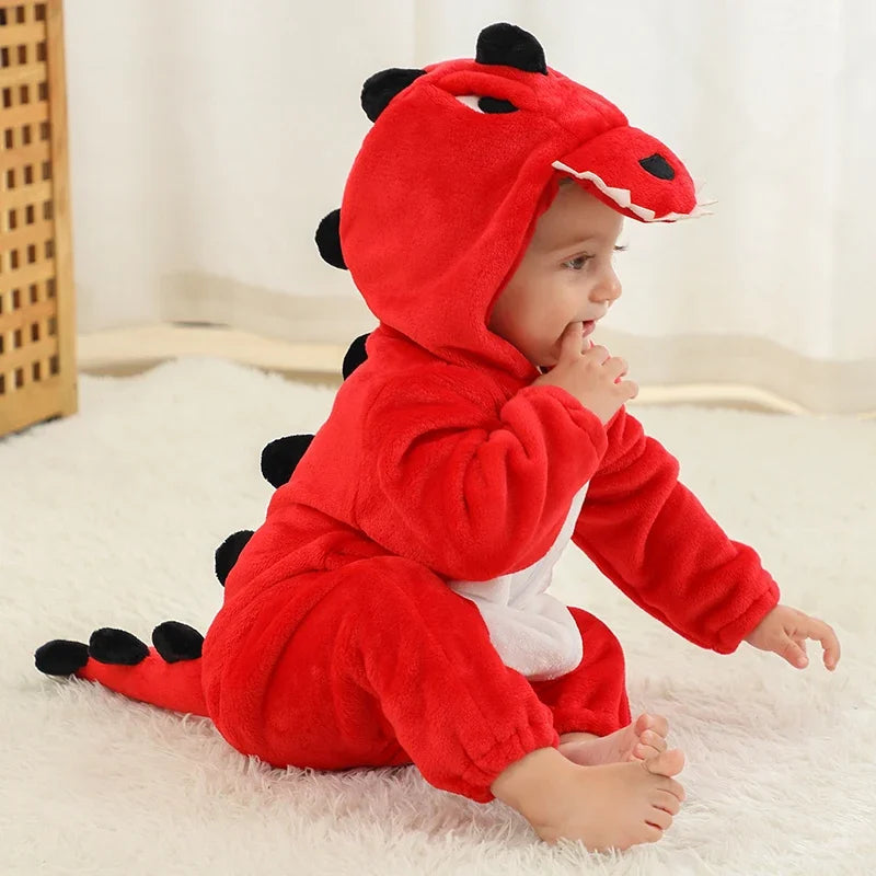 Premium Animal Kigurumi Baby Romper - Winter Flannel Costume Jumpsuit