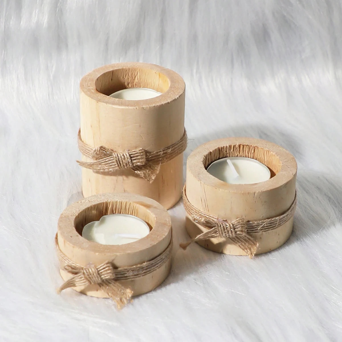 1pc/3pcs - Wooden tea lamp holder, suitable for decorating wooden flower pots in the center of wedding and birthday tables