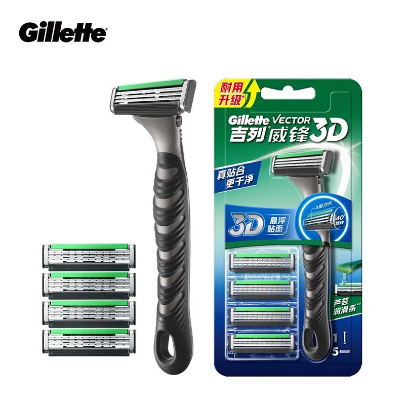 Gillette New Vector 3D Power Razor Floating Blades Shaving Beard Machine