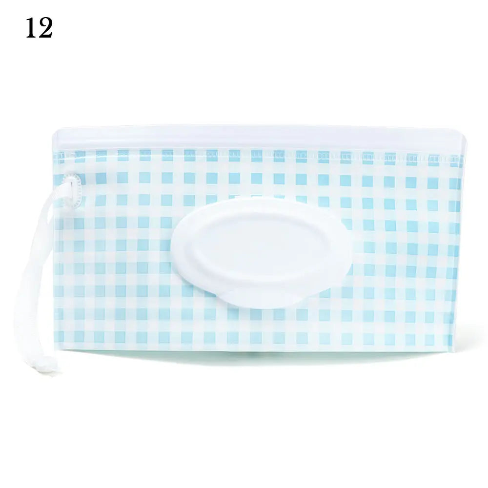 Hot Refillable EVA Wet Wipes Bag Cosmetic Pouch Tissue Box Wipes Holder Flip Cover Snap-Strap Carrying Case Stroller Accessories