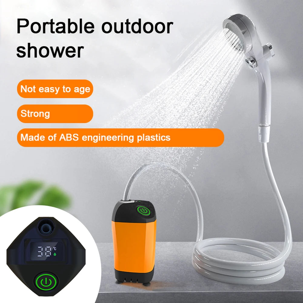 Premium Portable Electric Camping Shower - IPX7 Waterproof with Digital Display