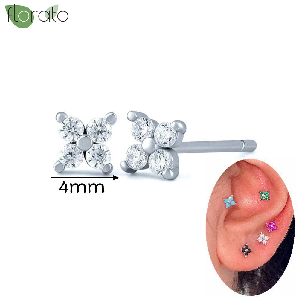 925 Silver Needle Exquisite Zircon Small Earrings Fashion Stud Earrings for Women Anti Allergy Cartilage Puncture Jewelry Gift