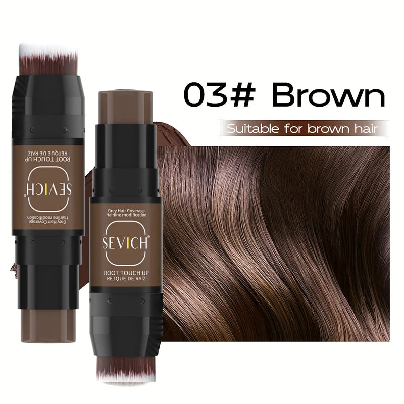 2-In-1 Temporary Hair Color Pen With Brush Quick Coverage For White & Gray Waterproof Root Touch-Up Stick Hairline Concealer