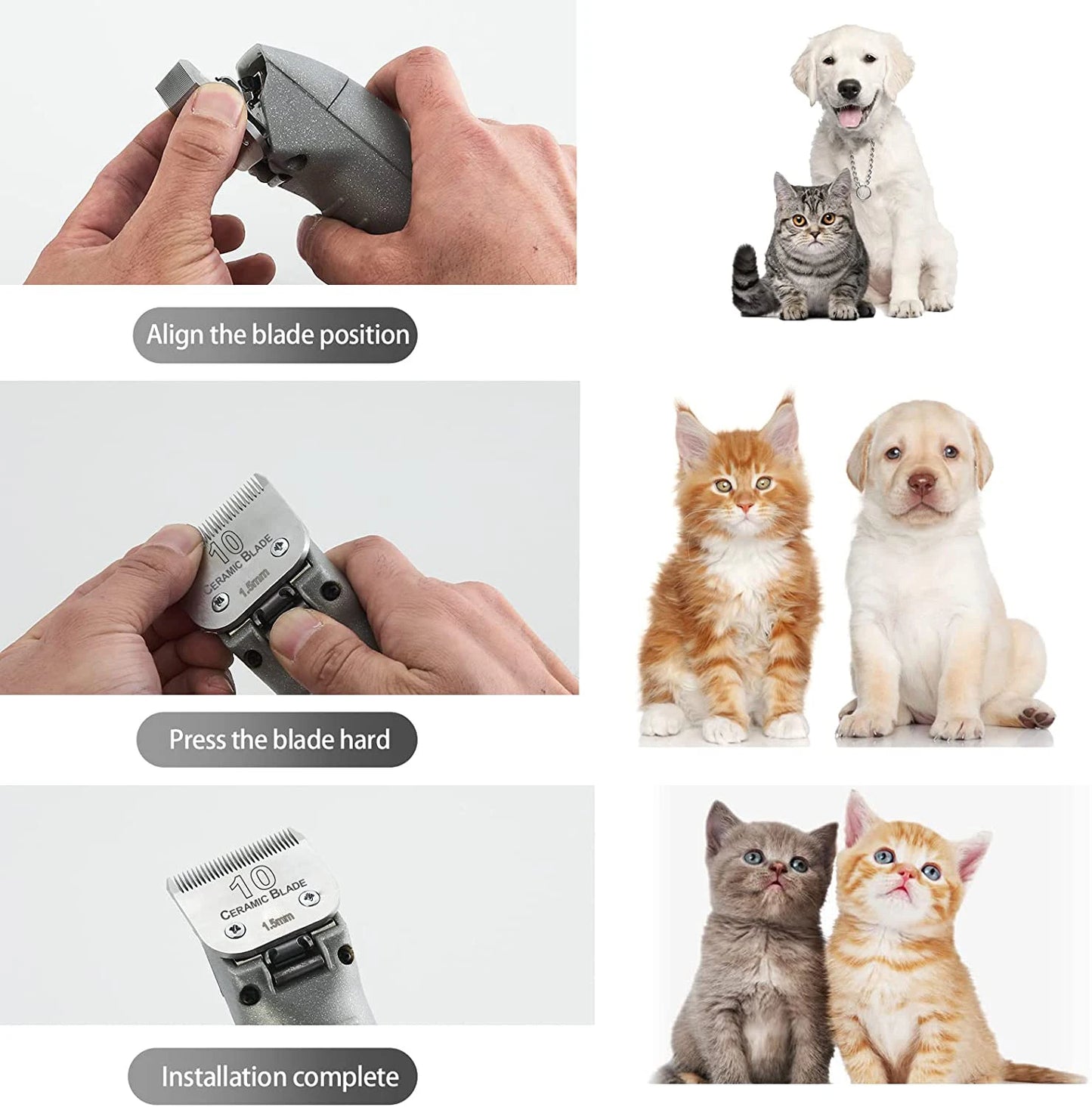 10# Detachable Dog Pet Cat A5 Clipper Blade Compatible With Most Andis, Oster, Wahl KM 10 Clippers，Ceramic & Carbon Steel Blade