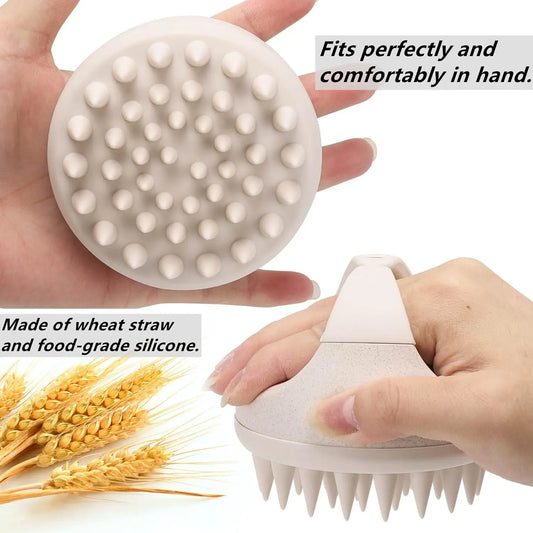 Hair Scalp Massager Shampoo Brush Hair Scrubber Washing Brush Silicone Scalp Exfoliator for Dandruff Removal- Beige