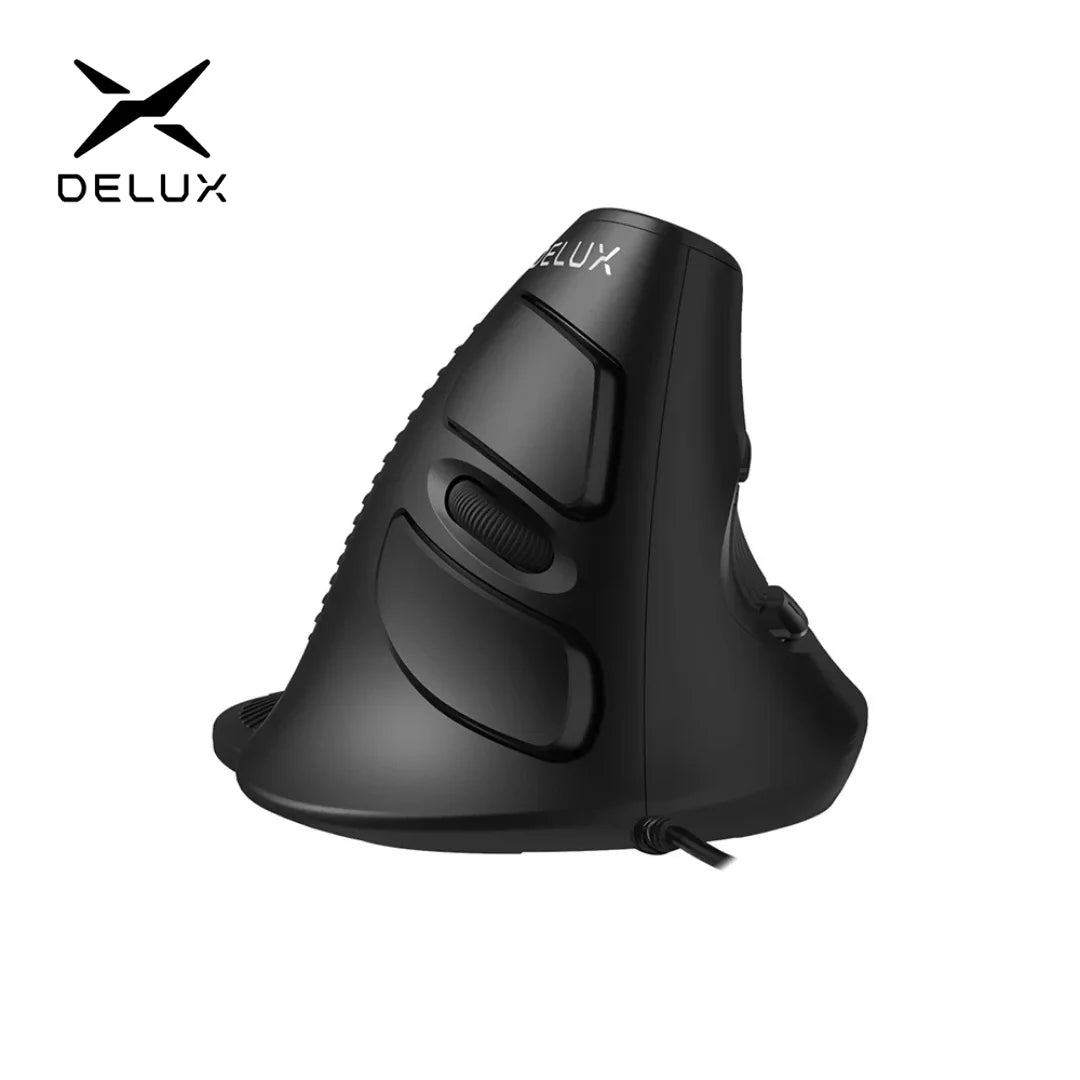 Delux M618 BU Ergonomic Vertical Mouse - 6 Buttons, Adjustable DPI, Right-Handed with Wrist Mat