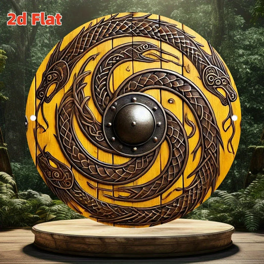 Viking Style Dragon Shield - Metal Tin Wall Art, Round Decor for Home, Office & Garden - Durable, Easy To Clean Gift