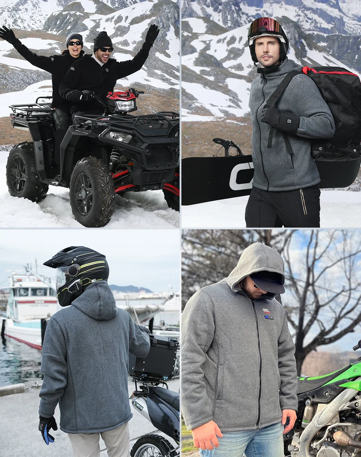 Heated Hoodie for Men Women Thermal Jacket with 20000mAh Battery Soft Black for Winter Outdoor Riding Skiing Hiking Sports Gear