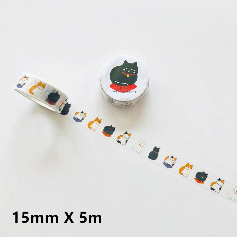 Premium Kawaii Cat Washi Tape - Cute Adhesive Masking Tape for DIY Crafts