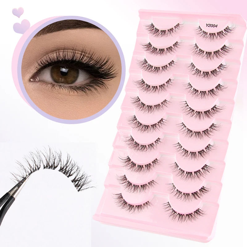3/10Pairs Full False Eyelashes Natural Mink Lashes Dramatic Faux Cils Volume Eyelash Extension Fluffy Fake Eyelashes Makeup Tool