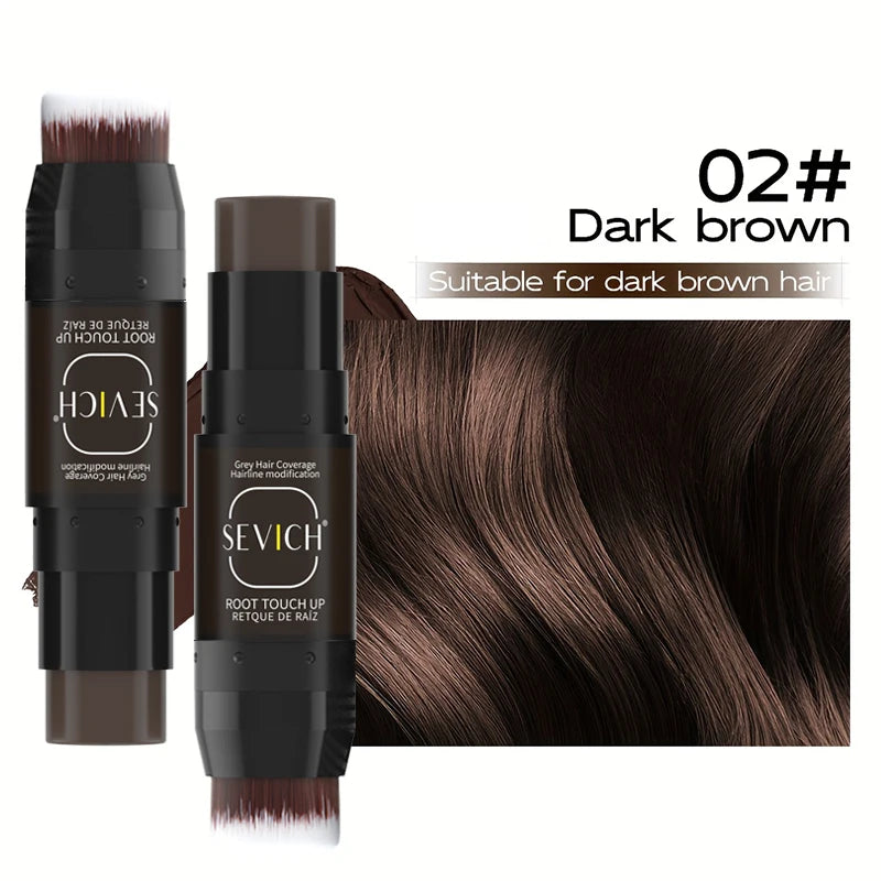 2-In-1 Temporary Hair Color Pen With Brush Quick Coverage For White & Gray Waterproof Root Touch-Up Stick Hairline Concealer