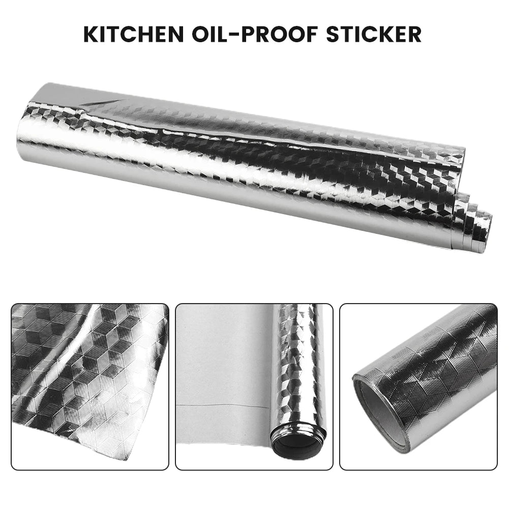 Kitchen Countertop Oil-proof Sticker Waterproof Aluminum Foil Self Adhesive High Temperature Waterproof Kitchen Stove Sticker