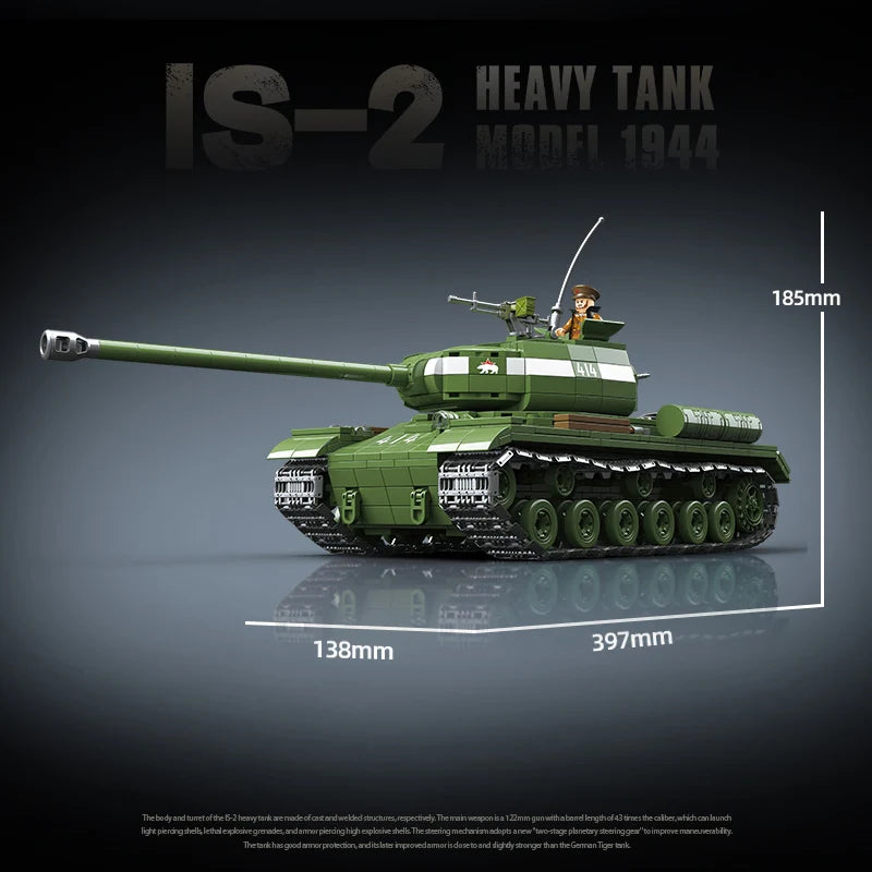 IS-2 Heavy Tank 1944 Assembled Military Building Blocks Toy Boy Puzzle Hands on Brainstorming Gift