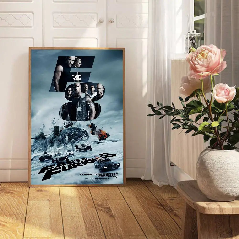 Fast And Furious Movie Whitepaper Poster HD Quality Poster Wall Art Painting Study Room Wall Decor