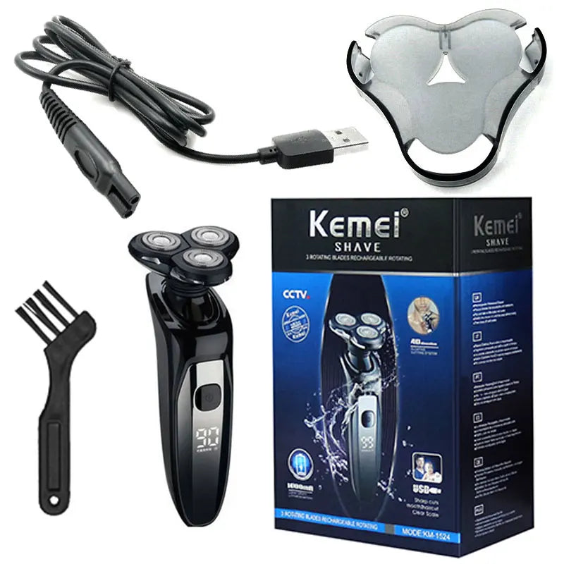 Kemei LCD Display Waterproof Electric Shaver Men Wet Dry Beard Razor Facial Shaving Machine Rechargeable Fit Philips Series 7000