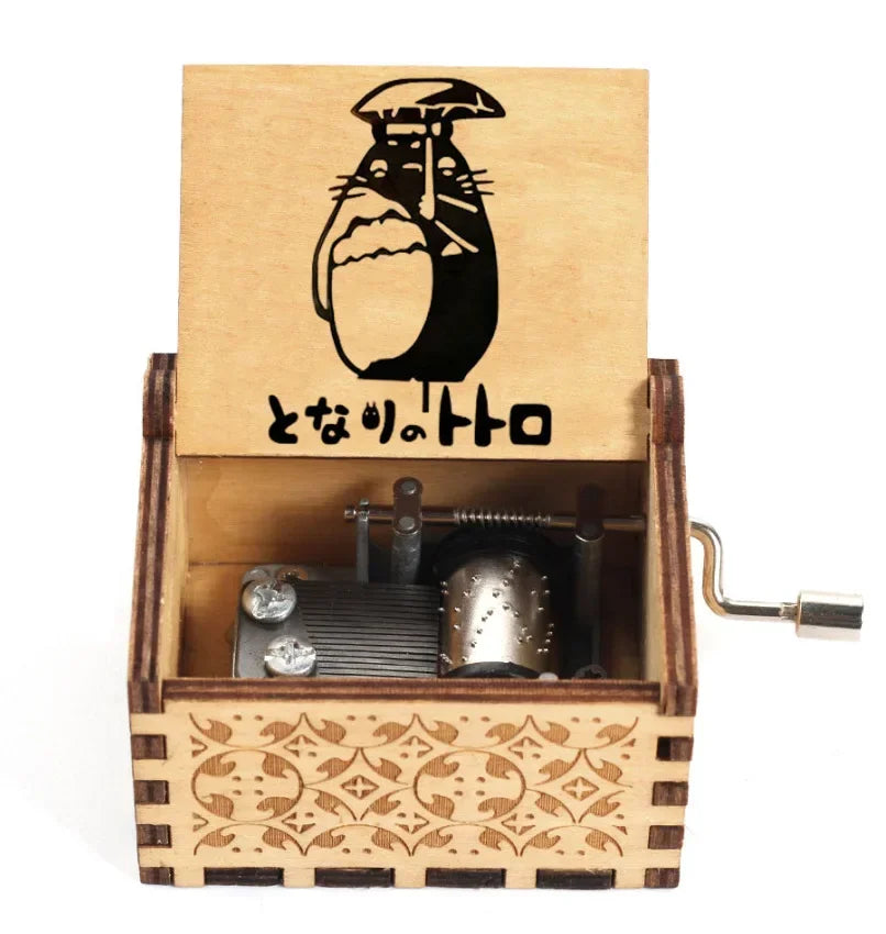 New Hot Wooden painted music box decoration, light luxury wooden hand cranked music box