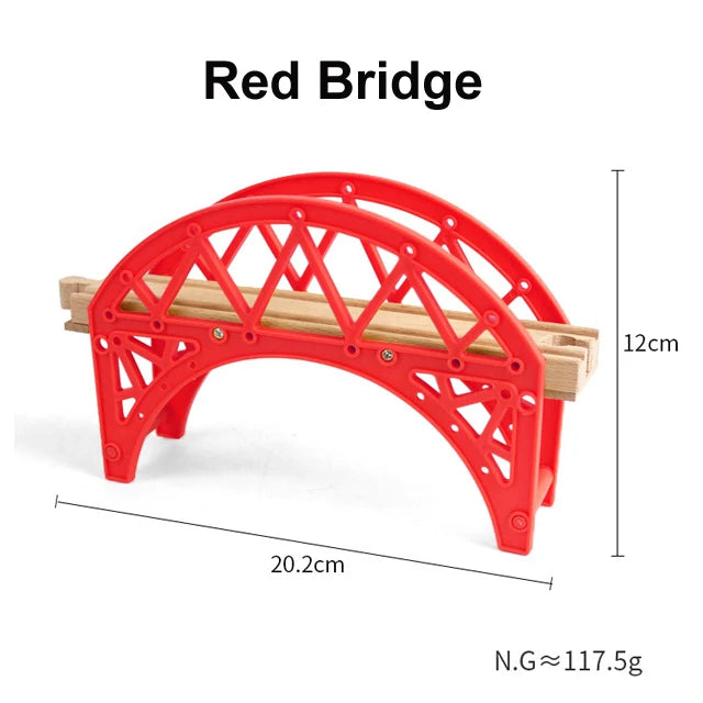 Wooden Track Accessories Beech Wood Railway Train Track Bridge Station Parts fit For All Brands Wooden Tracks Toys For Kids
