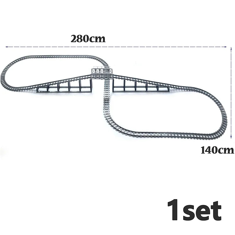 City Trains straight  Track Rail Bricks Model Uphill Tracks soft Flexible Switch curved Railway  Building Blocks kids Toys