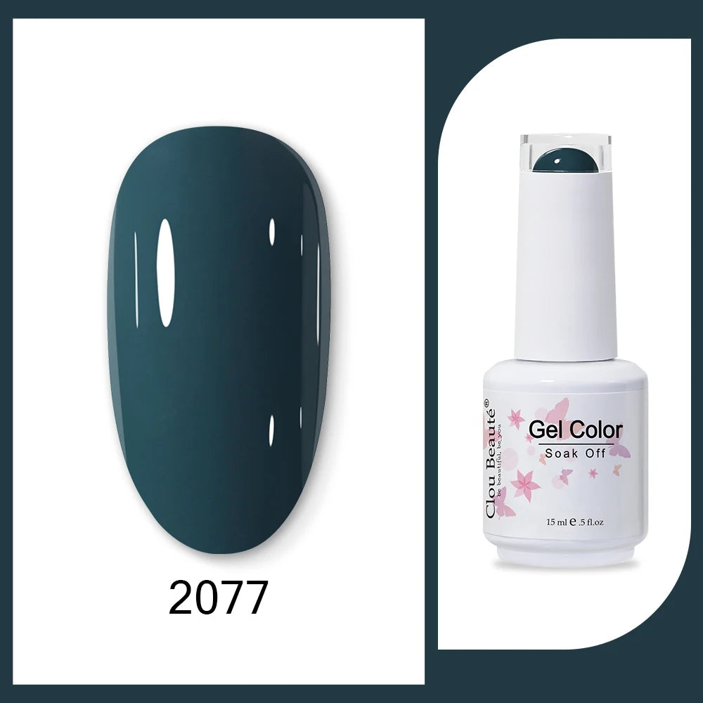 Clou Beaute 15ml HEMA TPO FREE Gel Nail Polish Bright Dark Army Green Gel Lacquer Semi Permanent Art Organic  Nail Gel Varnish