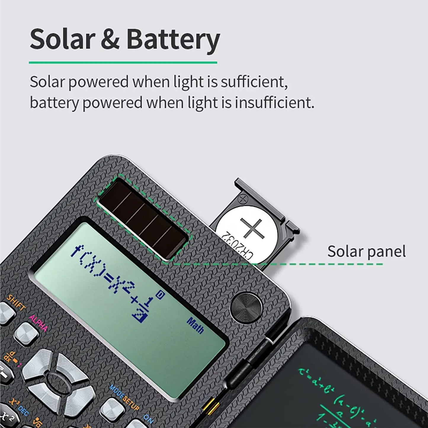 Solar Scientific Calculator - 417 Functions LCD Notepad - Professional Foldable Calculator for Students