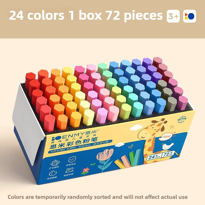 ENMY 12/36 Color Chalk Dustless Safe Chalk for Teachers Students Blackboard Non-Dusty Bright Colors Art Drawing School Supplies