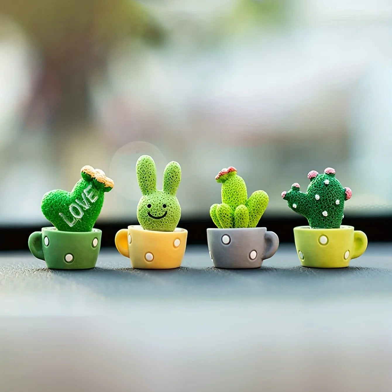 1 Set Of 4, Resin Succulent Cactus Mini Green Plant Car Office Home Living Room Crafts desk decoration home accessories