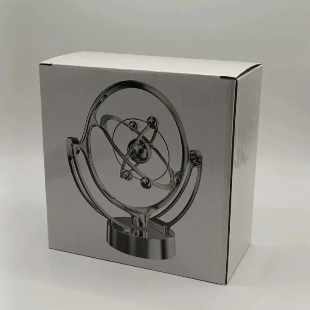 Portable Rotating Magnetic Wobbler Gold/Silver with Base Earth Perpetual Motion Model USB Battery Dual Use