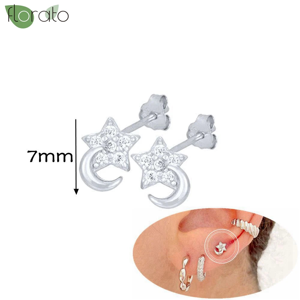 925 Silver Needle Exquisite Zircon Small Earrings Fashion Stud Earrings for Women Anti Allergy Cartilage Puncture Jewelry Gift