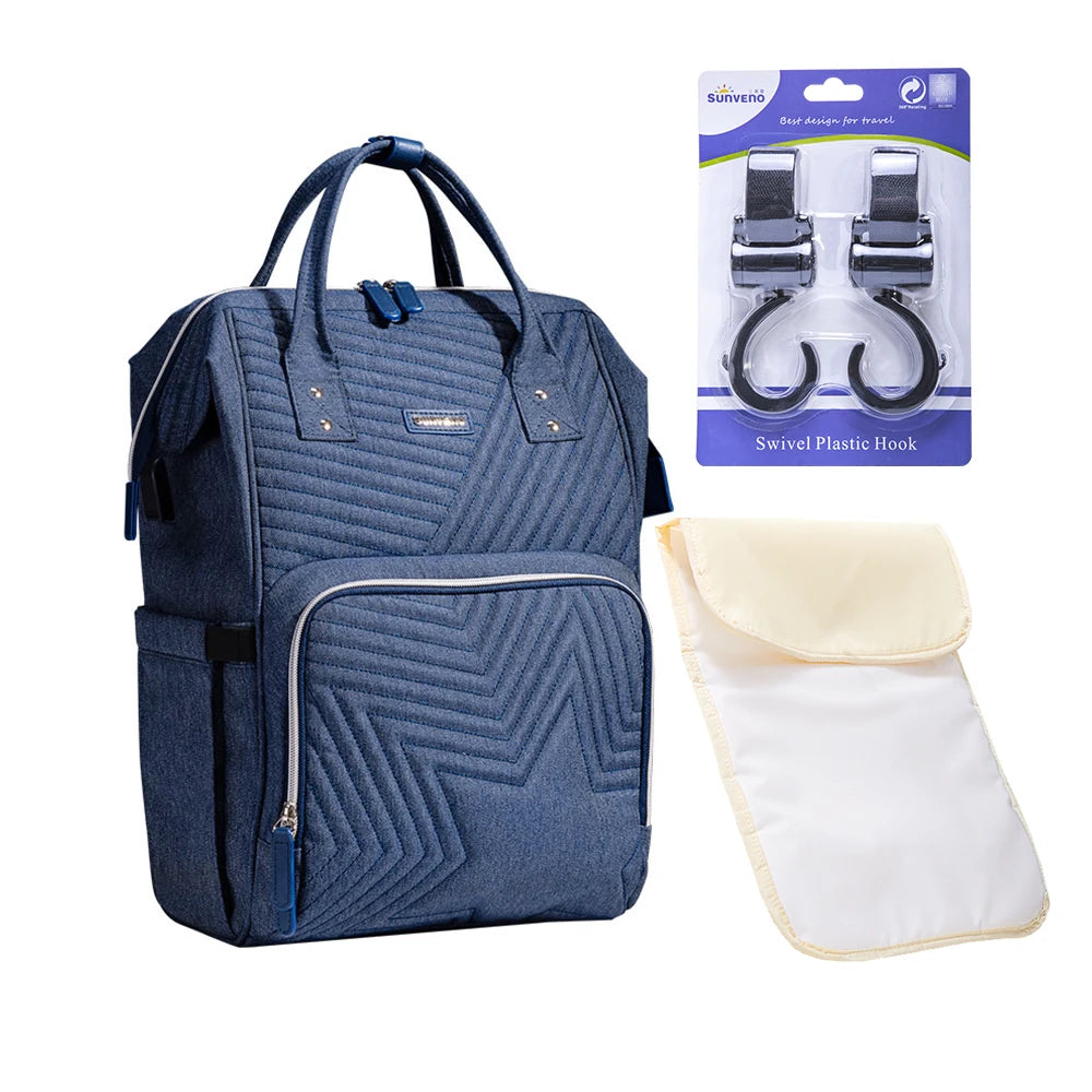 Premium Sunveno Diaper Bag - Travel Backpack Organizer for Moms
