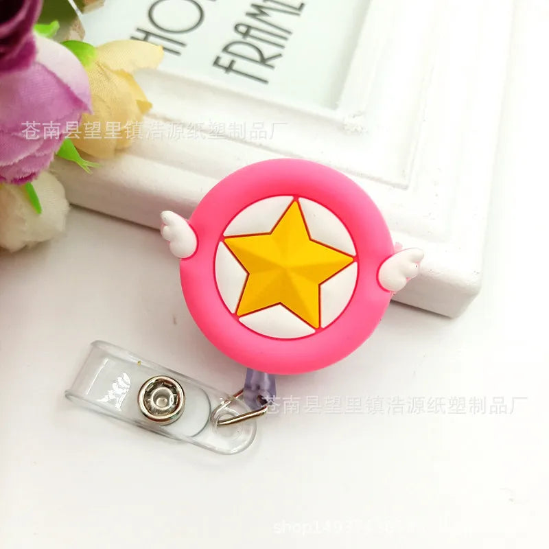 New Design 1 Piece Soft Silicone Retractable Nurse Badge Reel Cute Strawberry Love Heart Rainbow Flowers ID Card Holder Lanyard
