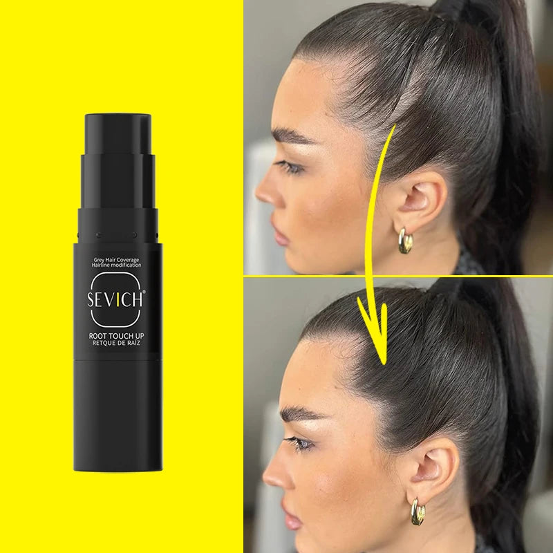 2-In-1 Temporary Hair Color Pen With Brush Quick Coverage For White & Gray Waterproof Root Touch-Up Stick Hairline Concealer