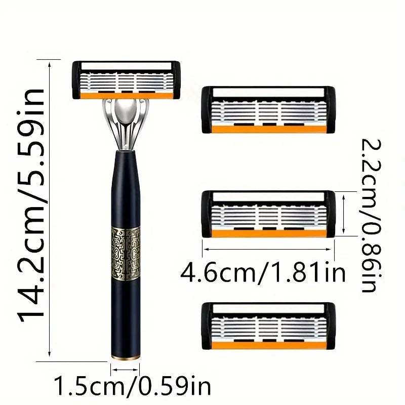 6-Layer Safety Razor Stainless Steel Progressive Blade Easy to Shave Men's Shaving and Women's Hair Removal Shaving Tools