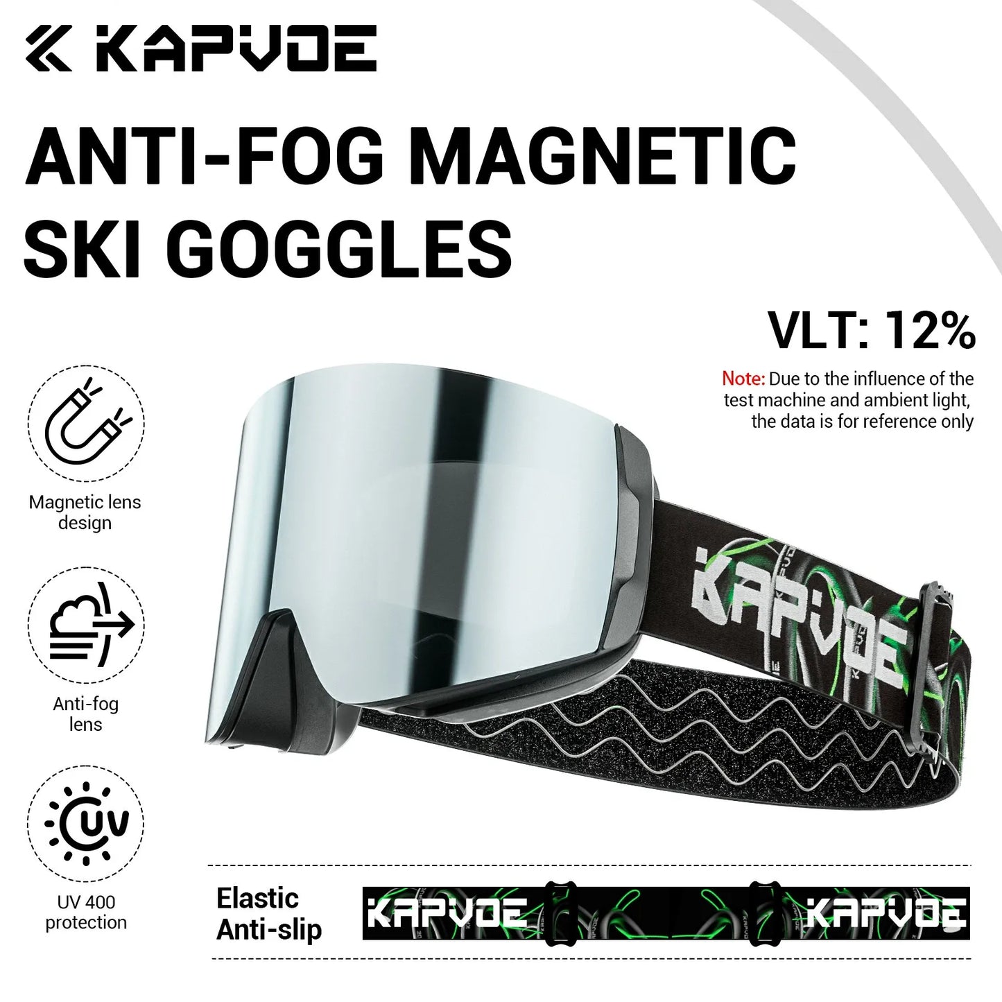 KAPVOE UV400 Magnetic Attraction Lens Outdoor Sports Photochromic Ski Goggles Men Snowboard Glasses Women Winter Snow Sunglasses