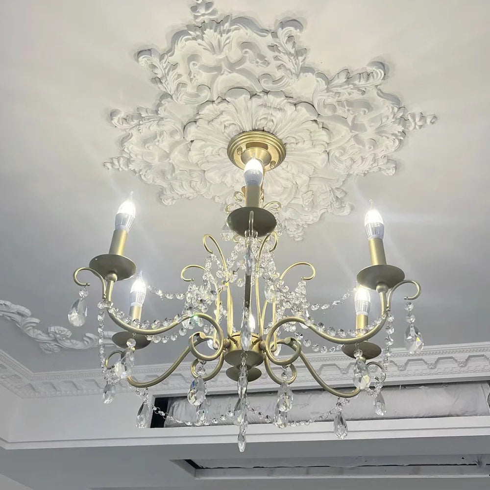 PU Polyurethane Material Imitation Plaster Lamp Panel Living Room Chandelier Ceiling Crystal Lamp Holder Disc Carved Lamp Panel