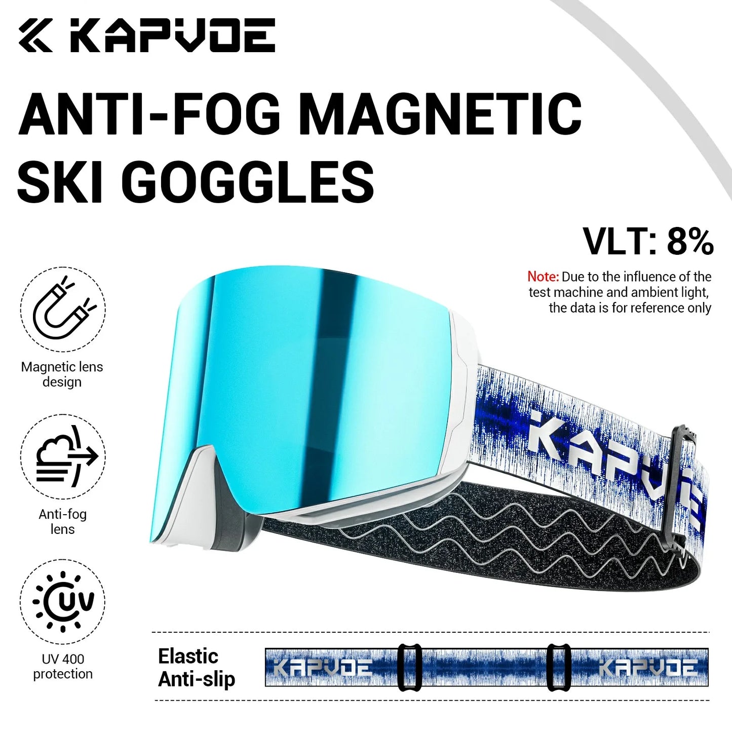 KAPVOE UV400 Magnetic Attraction Lens Outdoor Sports Photochromic Ski Goggles Men Snowboard Glasses Women Winter Snow Sunglasses