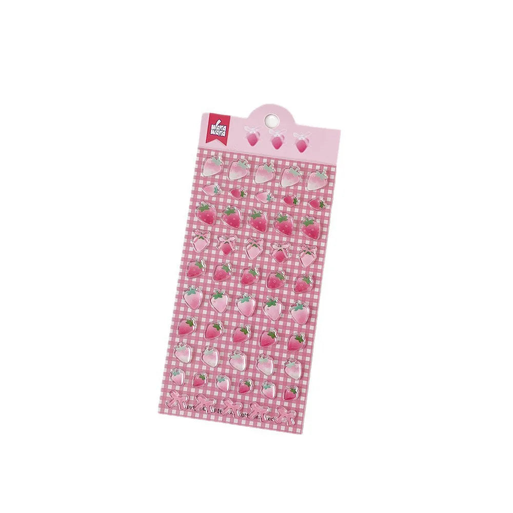 INS Style Cute Epoxy Strawberry Stationery Stickers Journal Stickers DIY Journal Decorative Sticker Phone Case Material Stickers