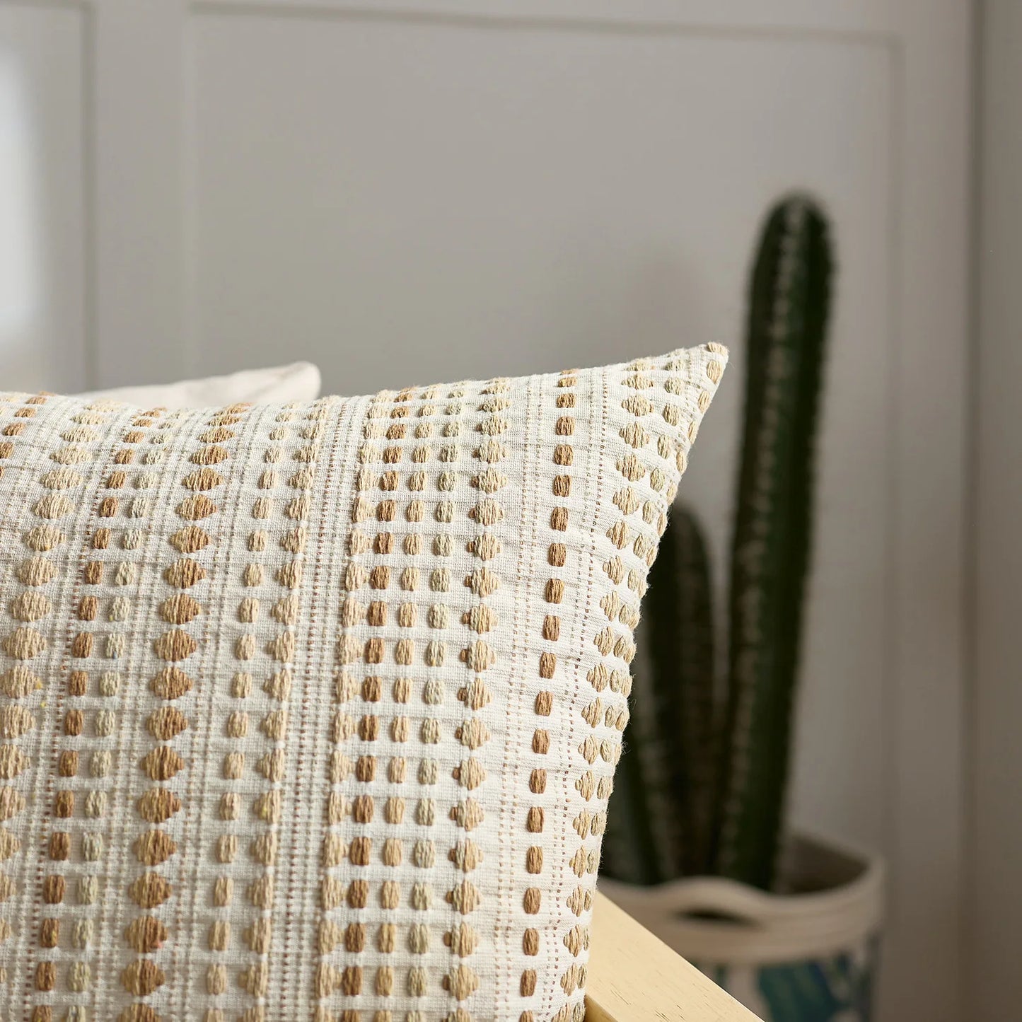 Large Boho Style Cushion Cover for Sofa, Jacquard Pillow Case 45x45cm, Zipper, Decorative Throw Pillow Covers
