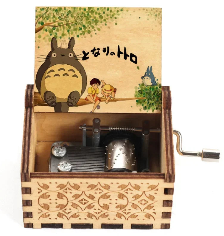 New Hot Wooden painted music box decoration, light luxury wooden hand cranked music box