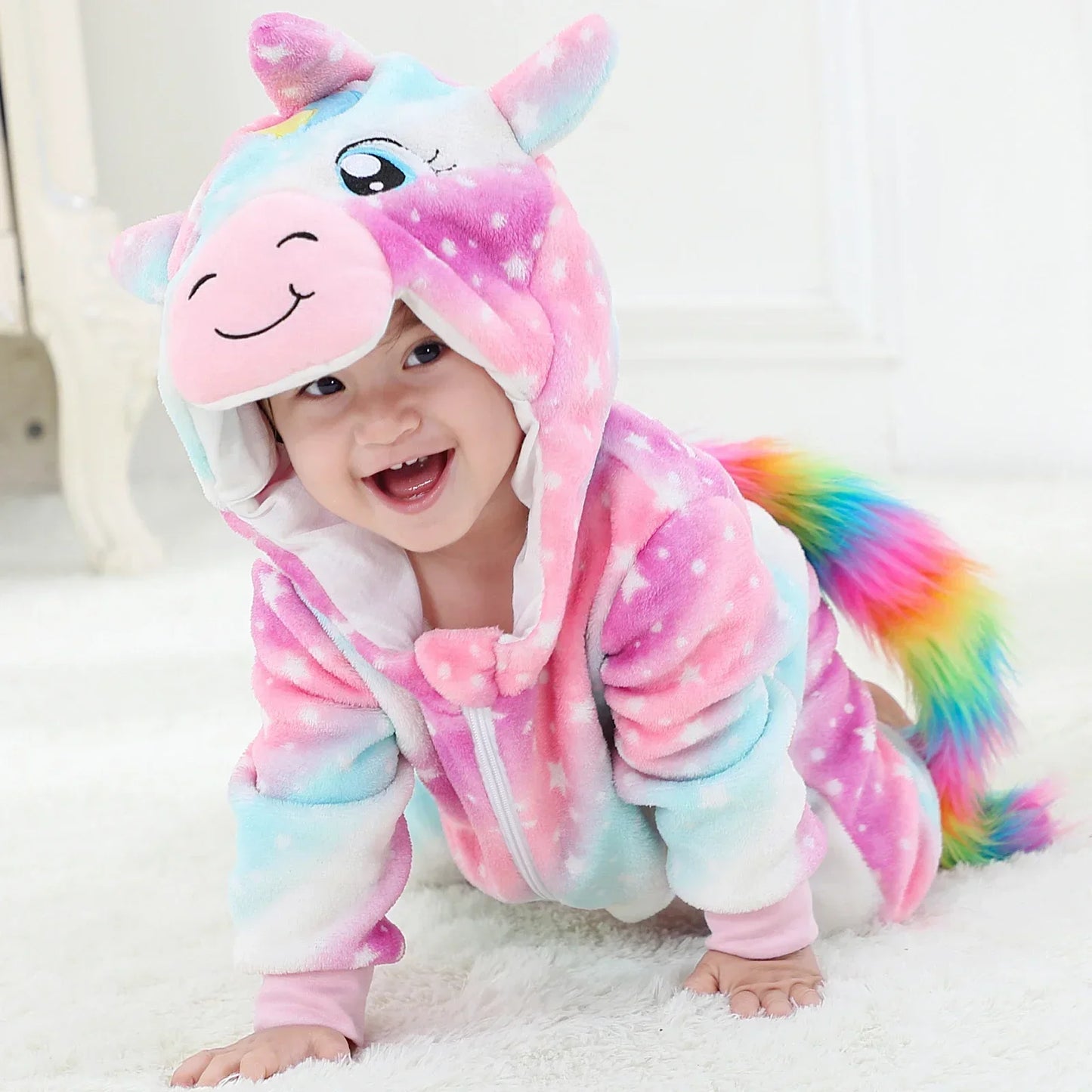 Premium Animal Kigurumi Baby Romper - Winter Flannel Costume Jumpsuit