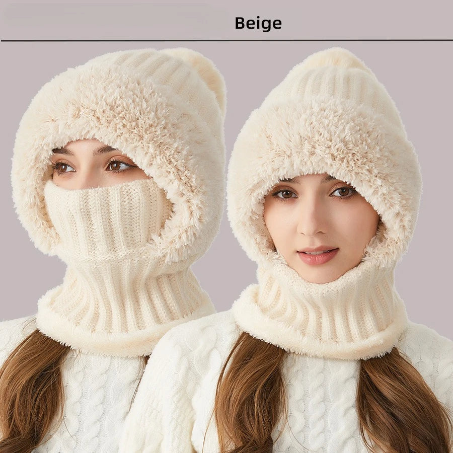 1pc Windproof Wool Ski Mask, Adjustable Elastic Winter Hat Scarf, Warm and Foldable, Suitable for Skiing and Outdoor Activities